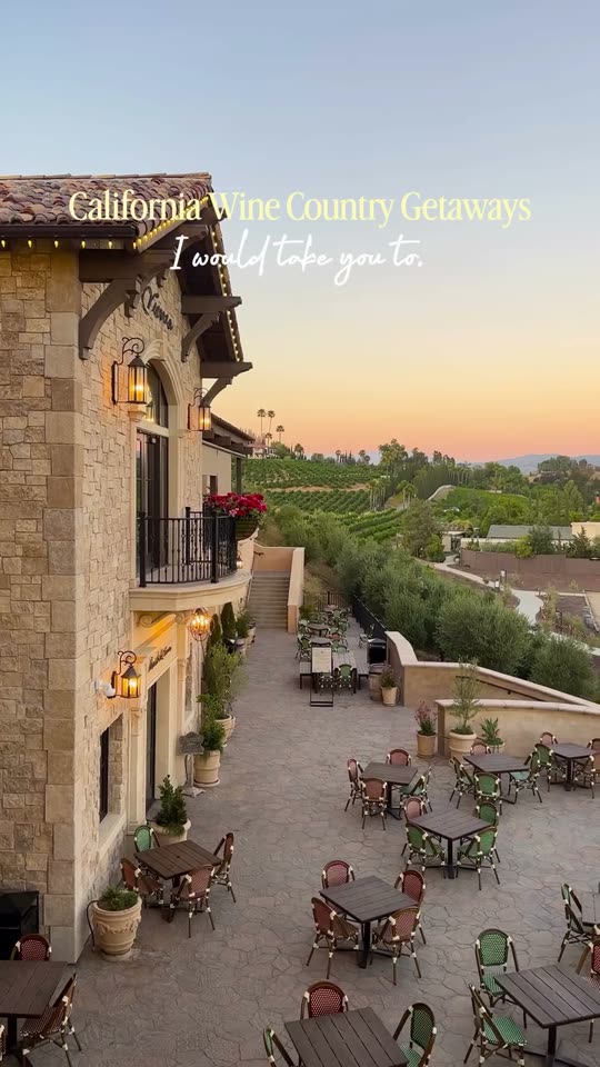 Winery courtyard with arches and flowers